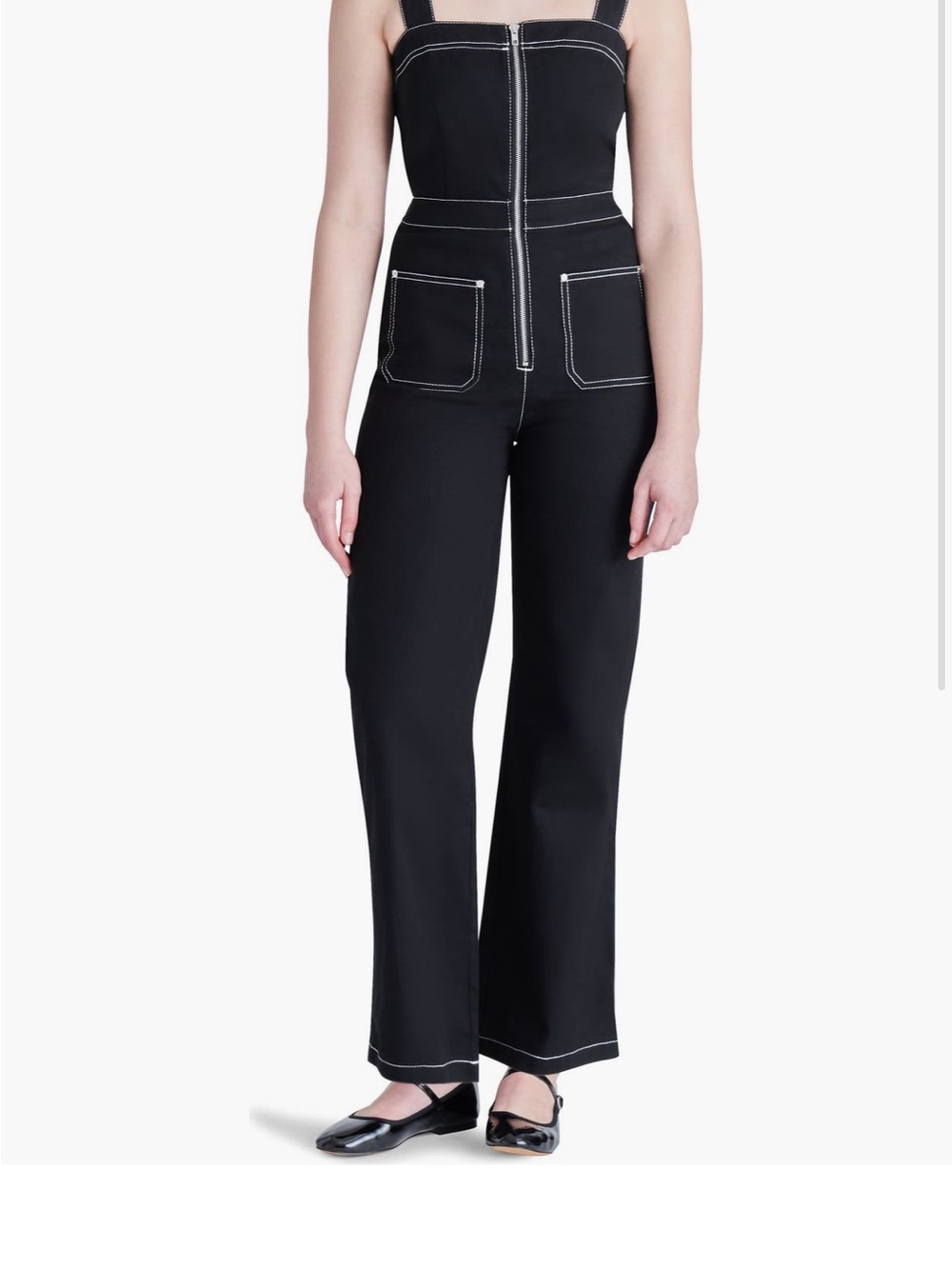 Steve Madden Black Wide-Leg Jumpsuit with White Contrast Stitching